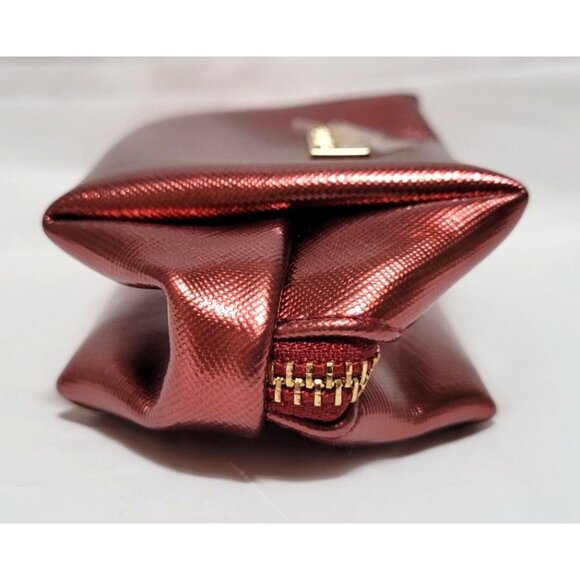 SeneGence LipSense ShadowSense Metallic Burgundy Cosmetic Bag with Gold Keyring - Picture 3 of 7